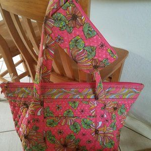 FLOWERED LARGE TOTE WITH WALLET BY AD SUTTON